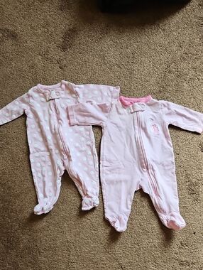 2-Pack Child of Mine Newborn Pink Footed Sleepers